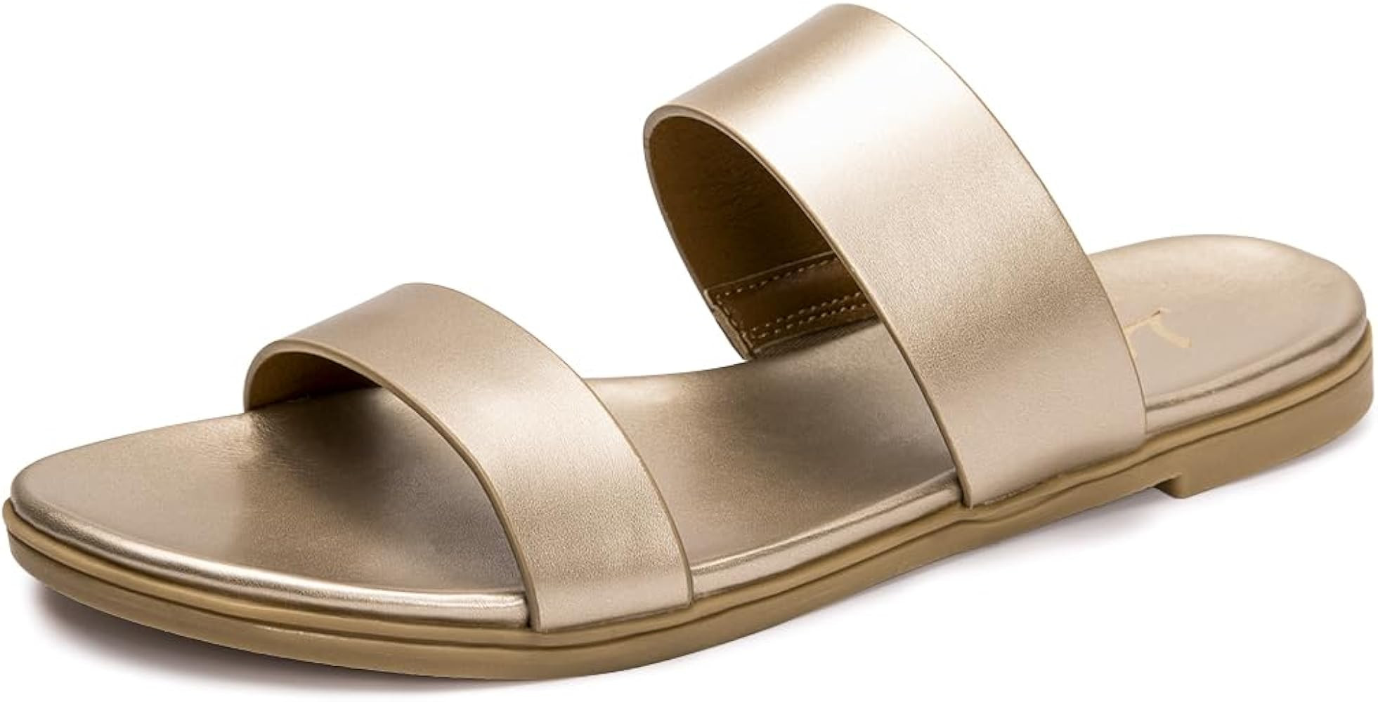 LM Women's Slide Sandals Two Band Slip On Flat Sandals Casual Summer Sandals | Amazon (US)