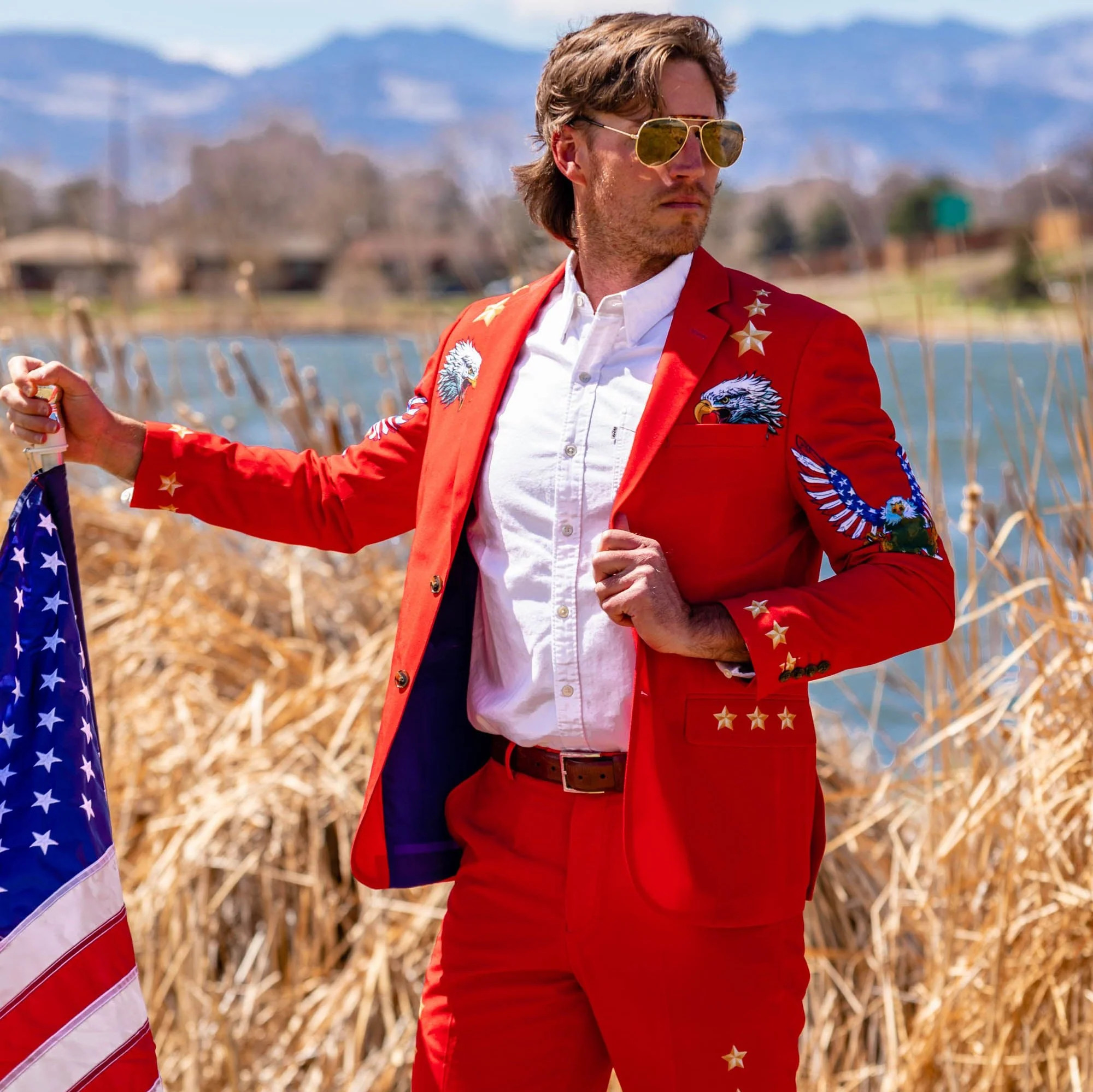 Western Style Red USA Suit | Shinesty