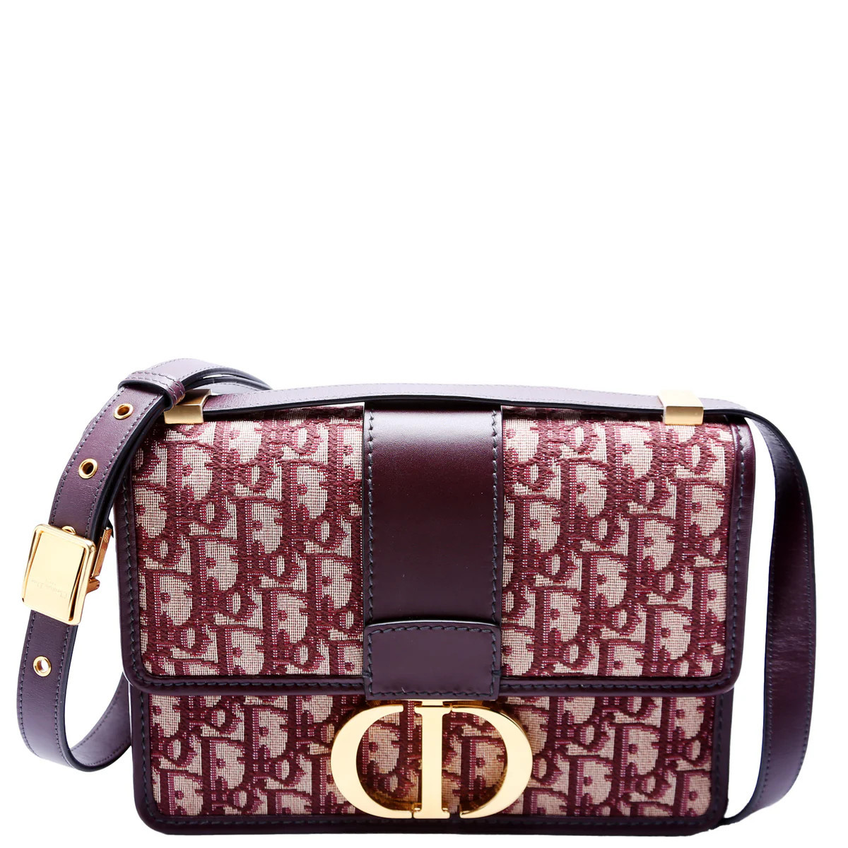 30 Montaigne Oblique Flap Bag Burgundy | Keeks Designer Handbags