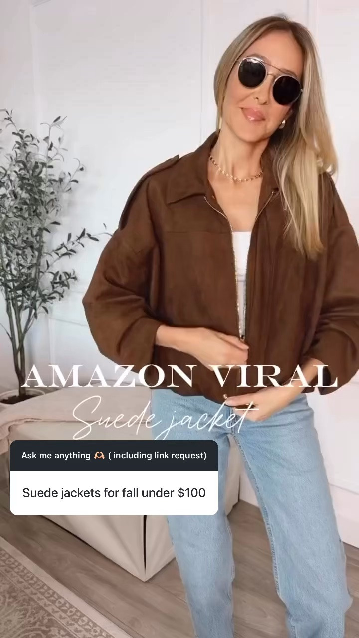 Amazon suede jacket that is under $100!
My color is the brown color, gorgeous fitting and the quality is outstanding 
Runs tts, wearing a size small 
Denim run tts, wearing a size 27 Long version 
Fall outfits women

#LTKU #LTKSeasonal #LTKootd