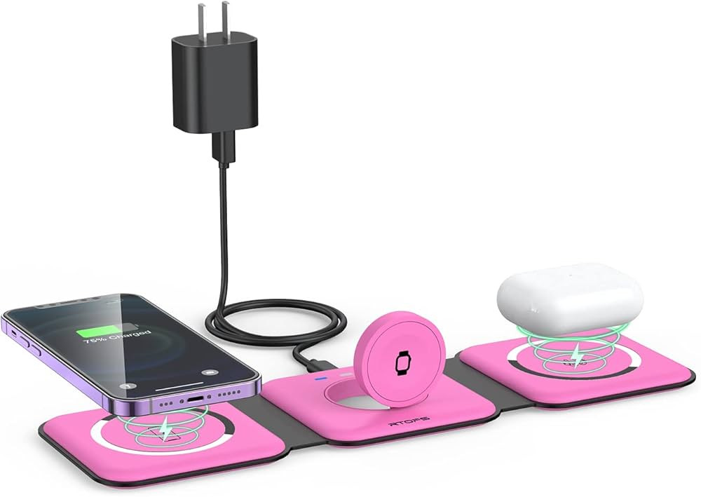 Wireless Charger 3 in 1,RTOPS Magnetic Travel Wireless Charging Station Multiple Devices,GaN 3 in... | Amazon (US)