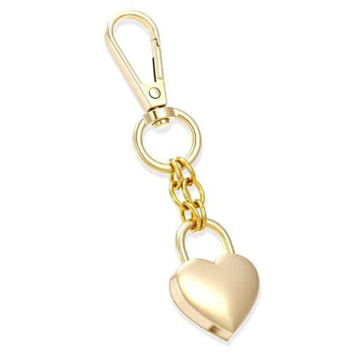 Yuanchu Gold Heart Padlock Bag Charm, Heart Shaped Keychain for Women Cute Purse Charm Accessory for Handbag Backpack Gift | Amazon (US)