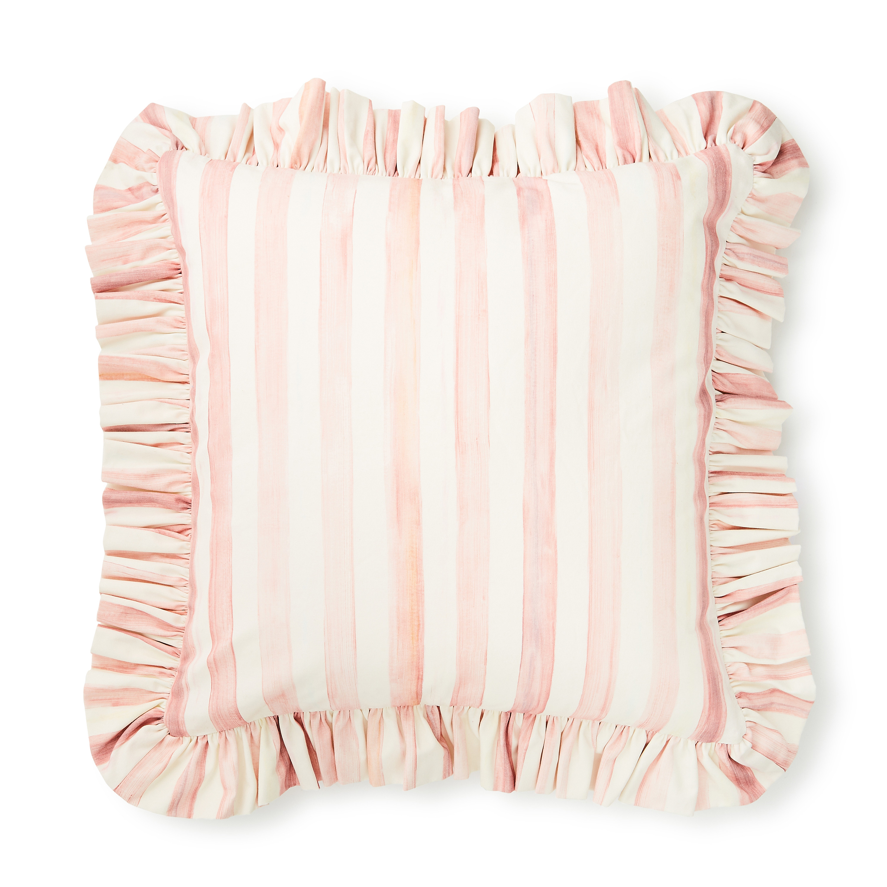 MacKenzie-Childs Rosy Stripe Ruffle Throw Pillow | MacKenzie-Childs