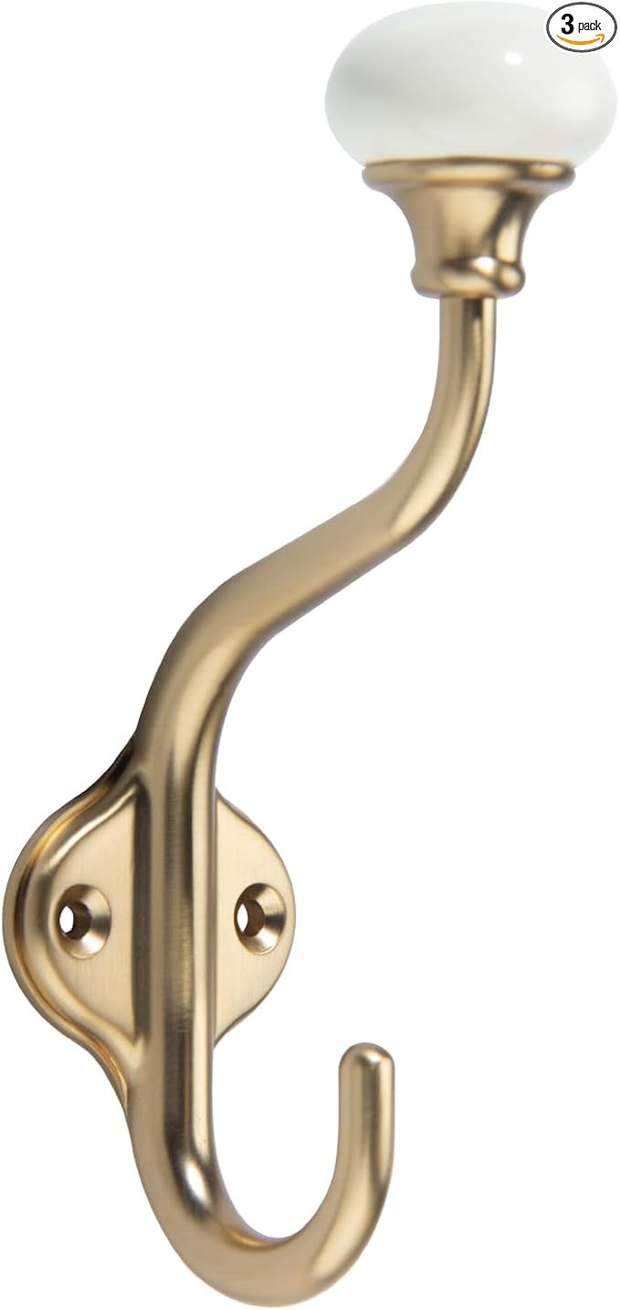 TUNNY Coat Hooks - 3 Pack Champagne Bronze Towel Hooks Robe Hooks Decorative Wall Hooks for Bathr... | Amazon (US)