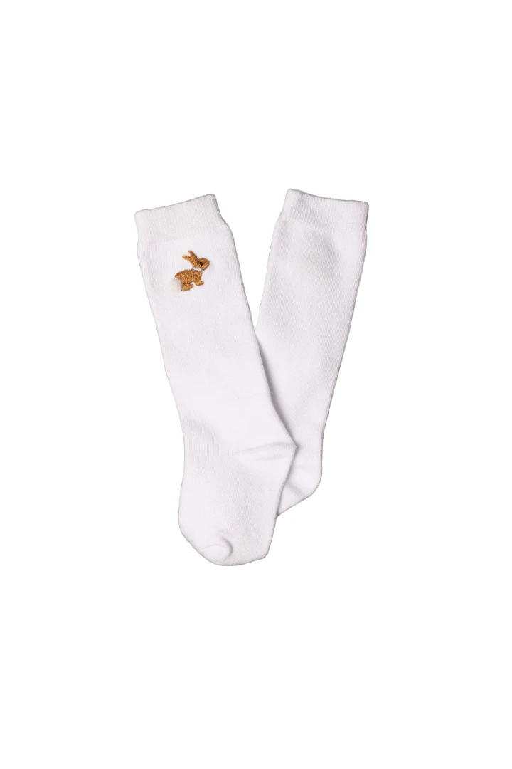 Embroidered Bunny Socks | The Smocked Flamingo