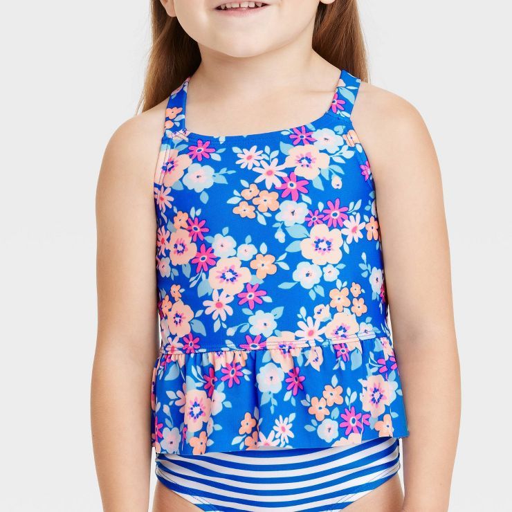 Toddler Girls' 2pc Floral Tankini Set - Cat & Jack™ Blue | Target