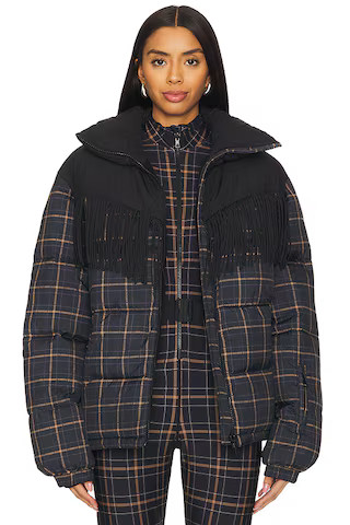 THE UPSIDE Lumiere Fox Puffer Jacket in Check from Revolve.com | Revolve Clothing (Global)
