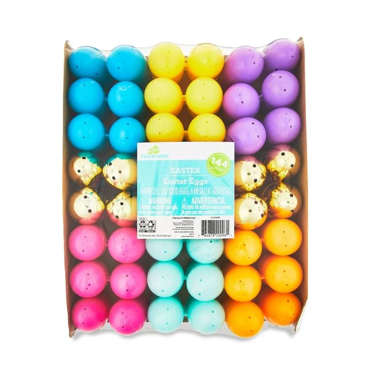 Multicolor Fillable Plastic Easter Eggs, 144 Count, 1.57", by Way To Celebrate | Walmart (US)