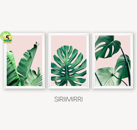 Set of 3 Prints, Tropical Leaf Print, Monstera Leaf, Leaf Print Set, Banana Leaf Print Art Foliage B | Etsy (US)