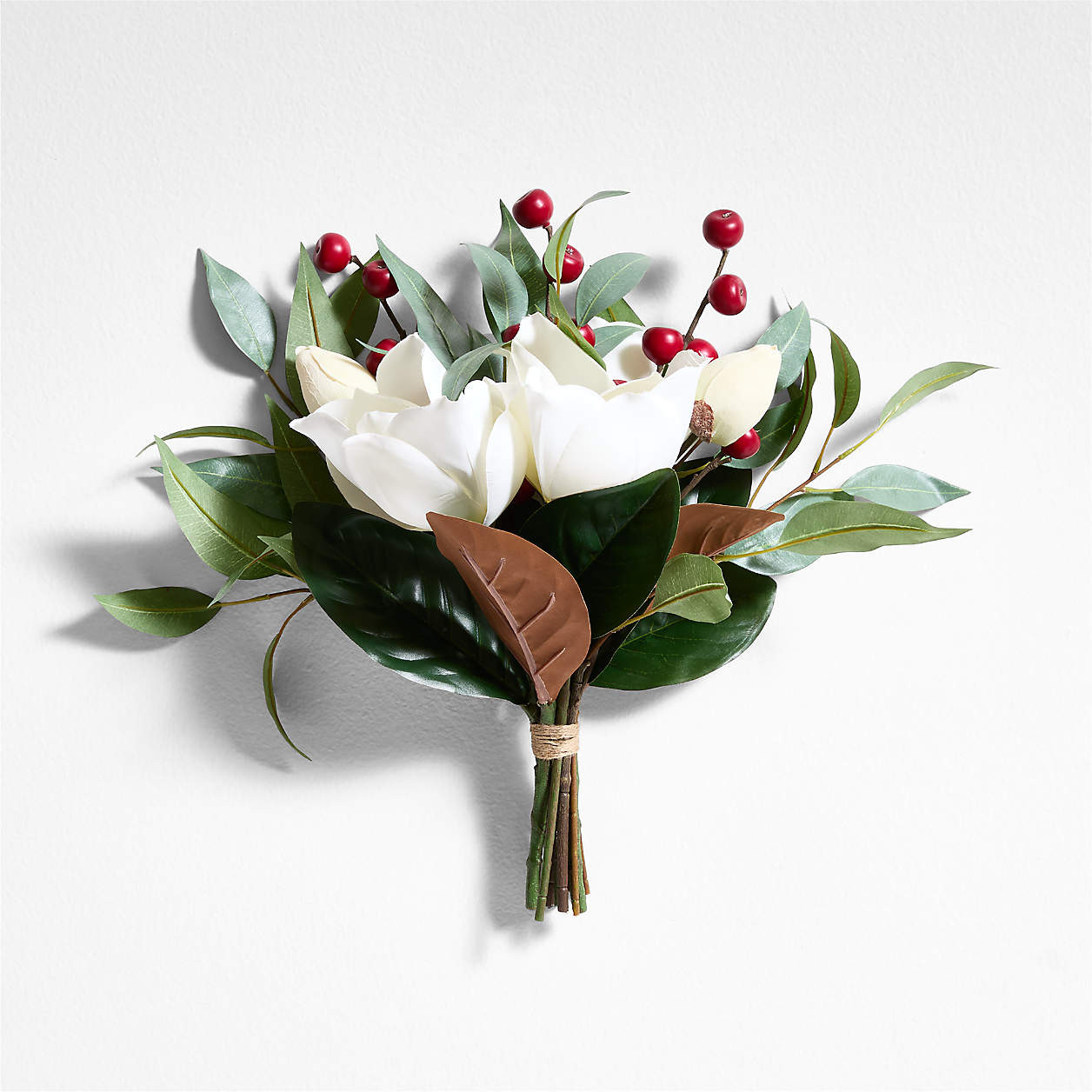 Faux Magnolia and Berry Holiday Bunch 16" + Reviews | Crate & Barrel | Crate & Barrel