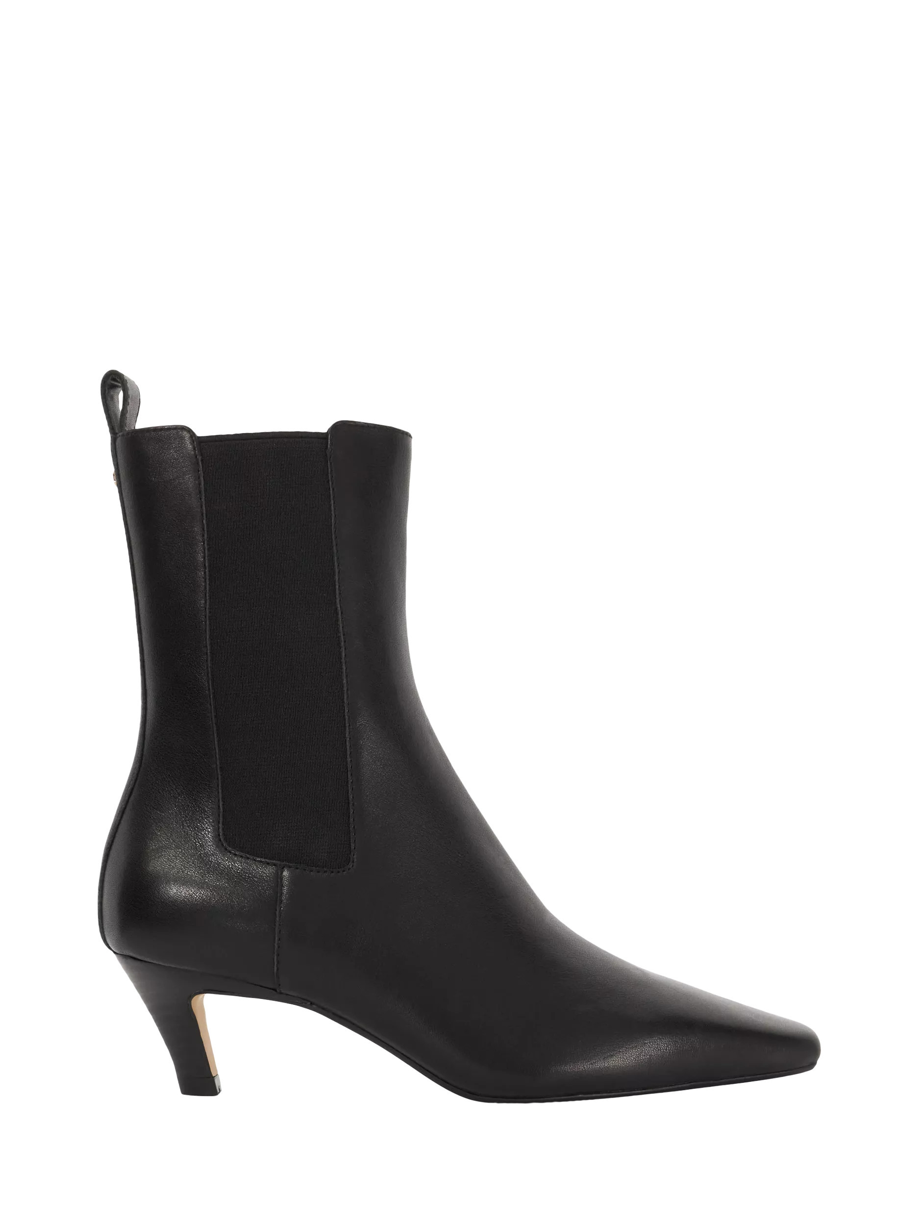Dune London Odele Leather Heeled Pointed Boots, Black | John Lewis (UK)