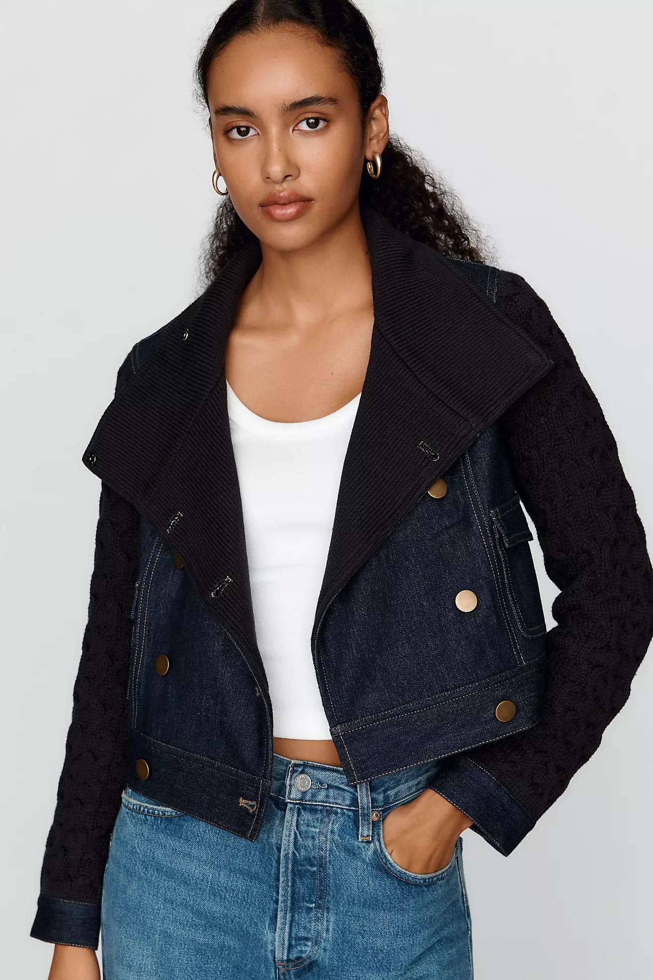 Denim & Sweater Knit Cardigan | Anthropologie (US)