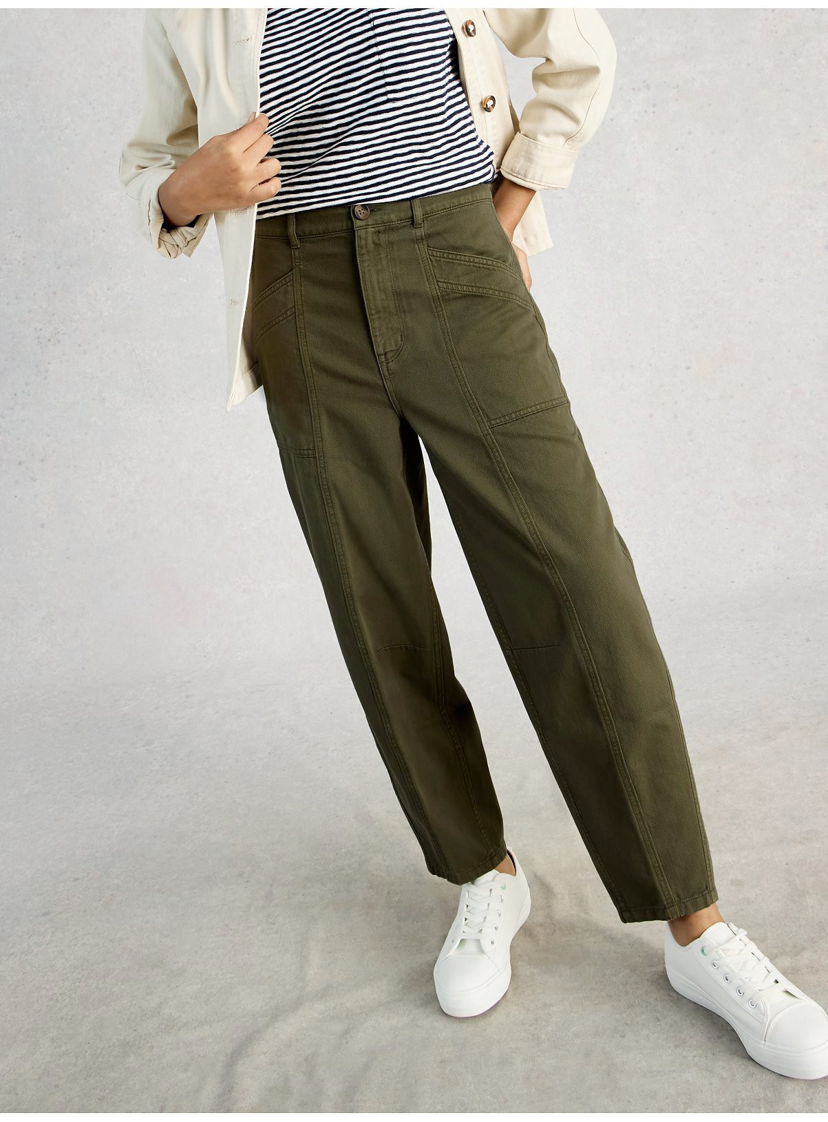 WHITE STUFF Aubrey Barrel Trouser Khaki | Tu Clothing