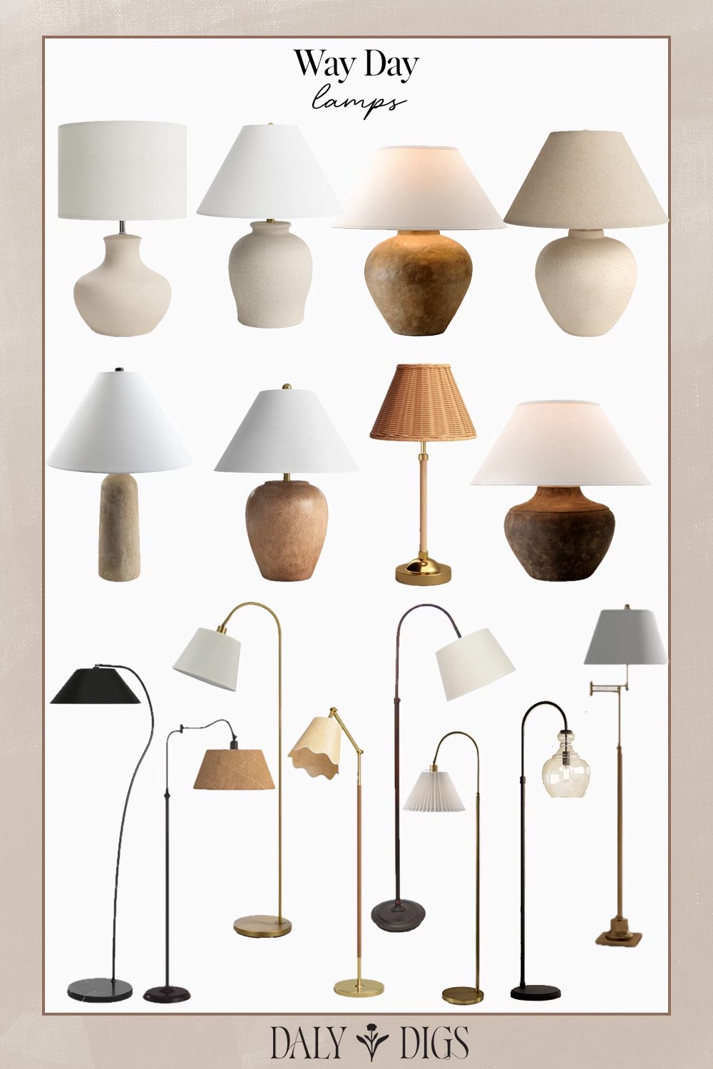 Table lamps and floor lamps on sale as part of Way Day 