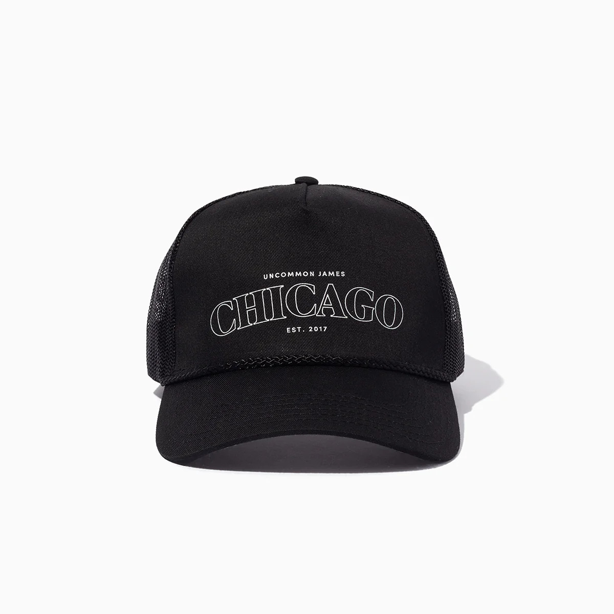 Chicago Trucker Hat in Black and Beige | Uncommon James | Uncommon James