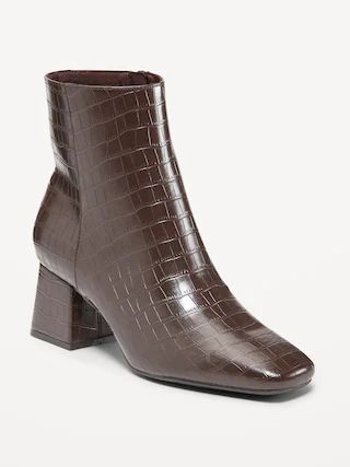 Faux Leather Square Toe Boots for Women | Old Navy (US)