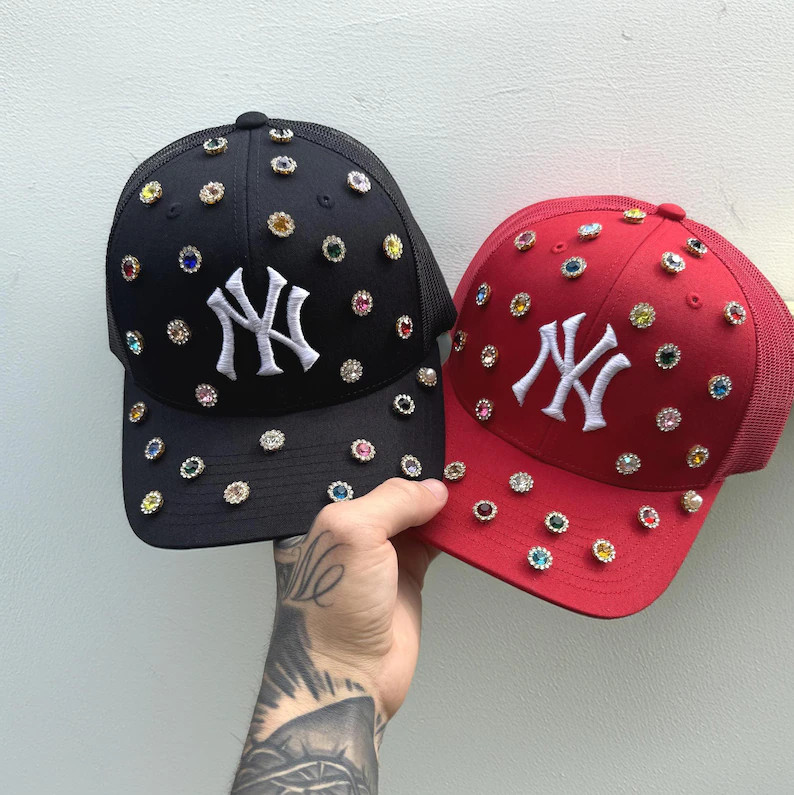 Rhinestone Embroidered NY Hat - Bling New York Hat - Custom Jewel Cap - Snapback - Baseball Cap -... | Etsy (US)