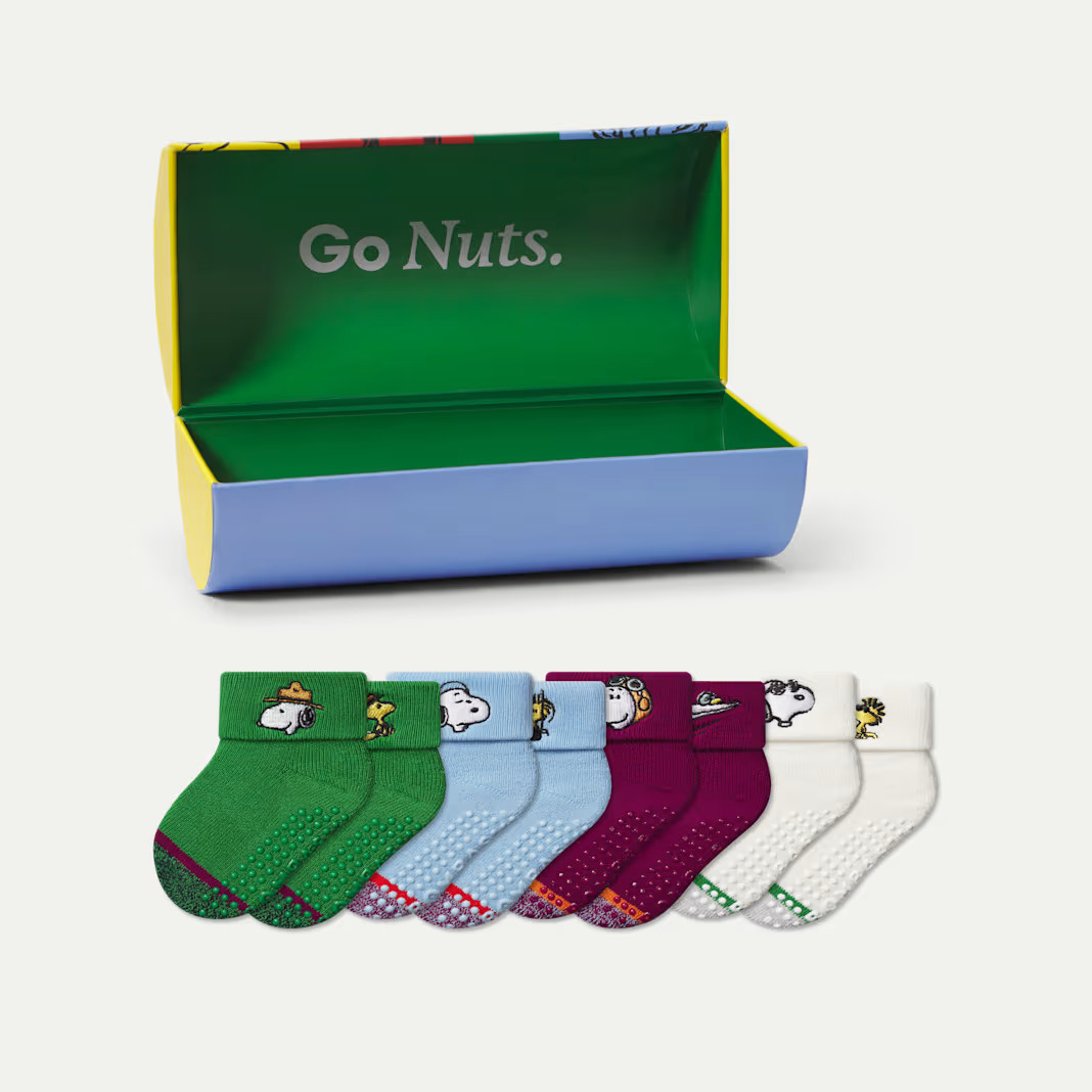 Peanuts x Bombas: Baby Gripper Calf Sock 4-Pack Gift Box (6-12 Months) | Bombas
