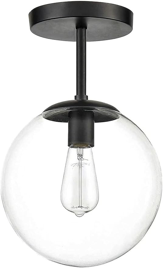 Globe Semi Flush Mount Ceiling Light, Clear Glass with Matte Black Finish, Mid Century Modern Lig... | Amazon (US)