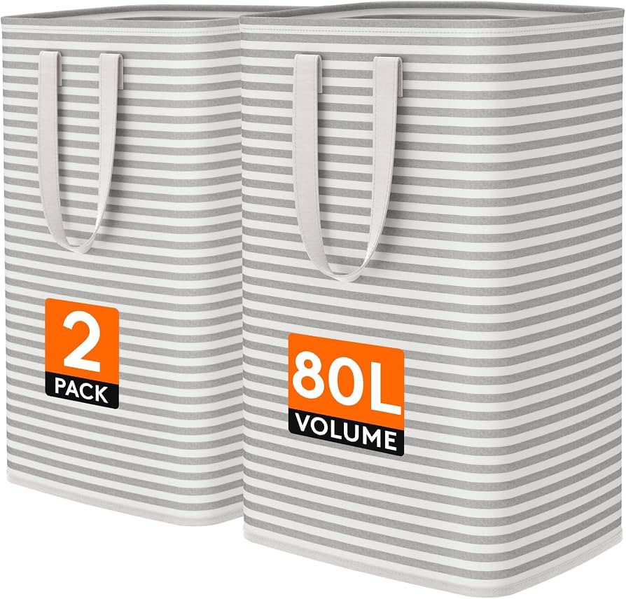 Lifewit 2 Pack Laundry Basket 80L Each, Collapsible Clothes Hamper with Reinforced Handles, Frees... | Amazon (US)