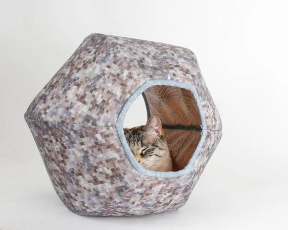 Cat Ball Modern Cat Bed  Grey Blocks | Etsy | Etsy (US)