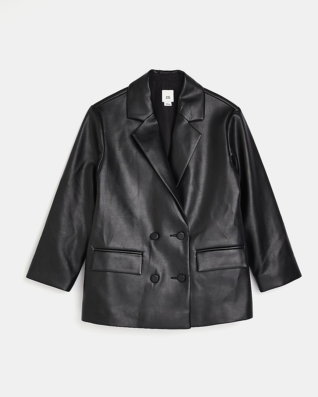 River Island Girls Black Faux Leather BOYFRIEND Blazer | River Island (US)