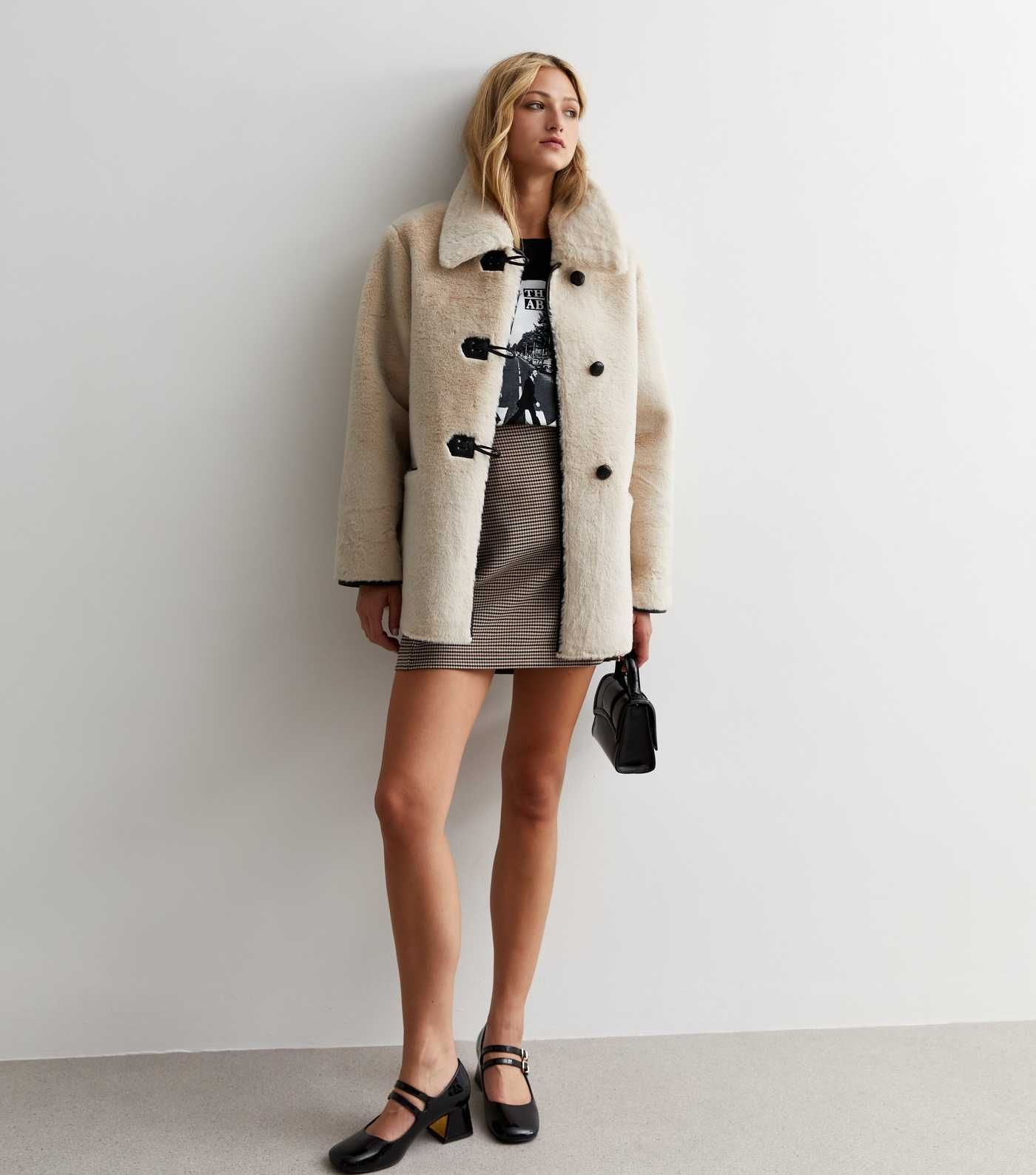 Cream Faux Fur Toggle Coat | New Look | New Look (UK)