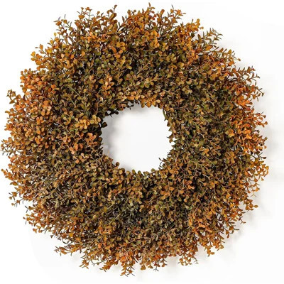26'' Lush Fall Wreath for Front Door, Faux Autumn Boxwood Wreath Outdoor | Large Artificial Boxwood Leave Wreaths for Porch, Window, Wall, Thanksgivin | Wayfair North America