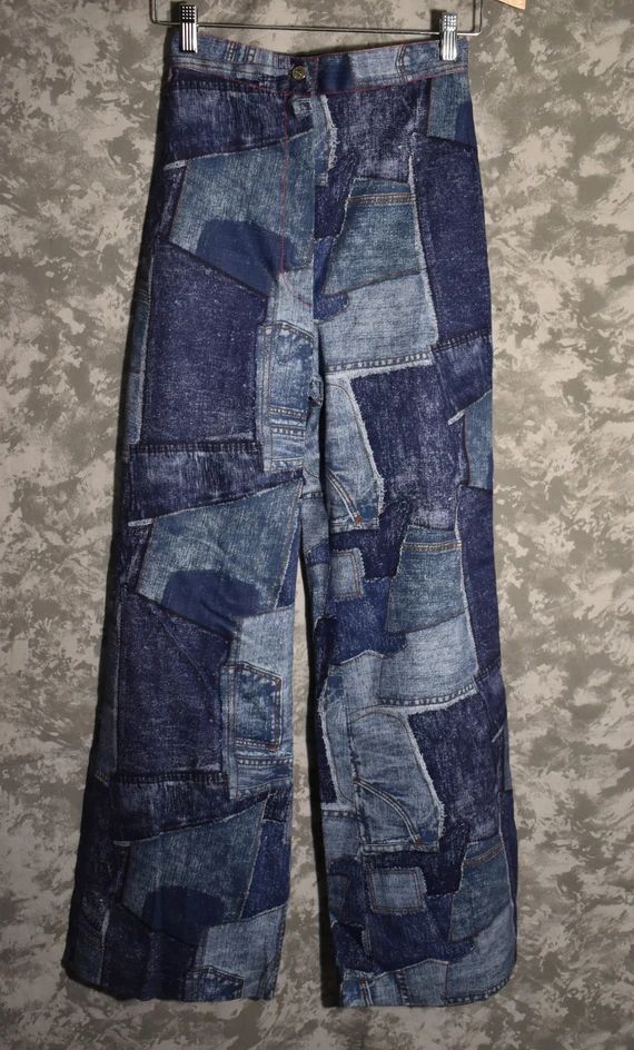 1970's High Waisted Patchwork Denim Bell Bottoms | Etsy | Etsy (US)
