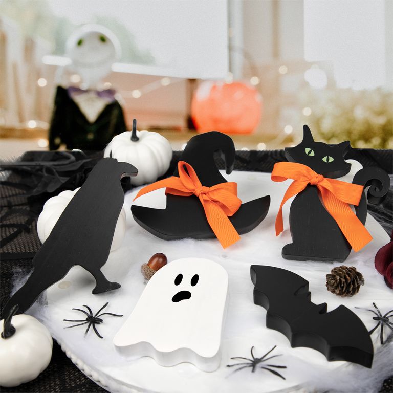 DAZONGE 6PCS Halloween Decorations, Halloween Tiered Tray Decoration - Cat, Witch's Hat, Candy Co... | Walmart (US)