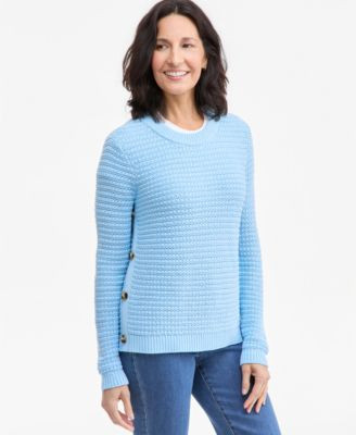 Style & Co Women's Crewneck Ribbed-Knit Side-Button Sweater, Macy's Exclusive - Palomino | Macy's