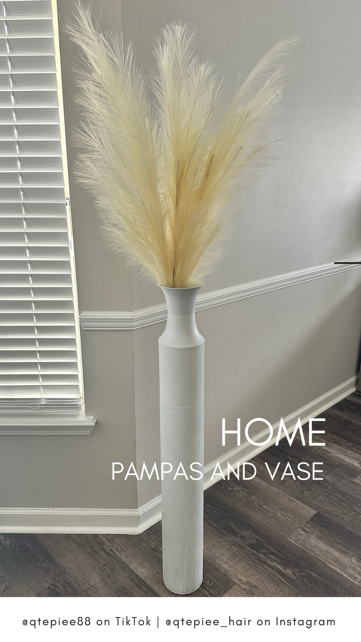 The vase was from Burlington, and I spray-painted it white myself! But links below to a similar vase, and the pampas are below!

#LTKhome