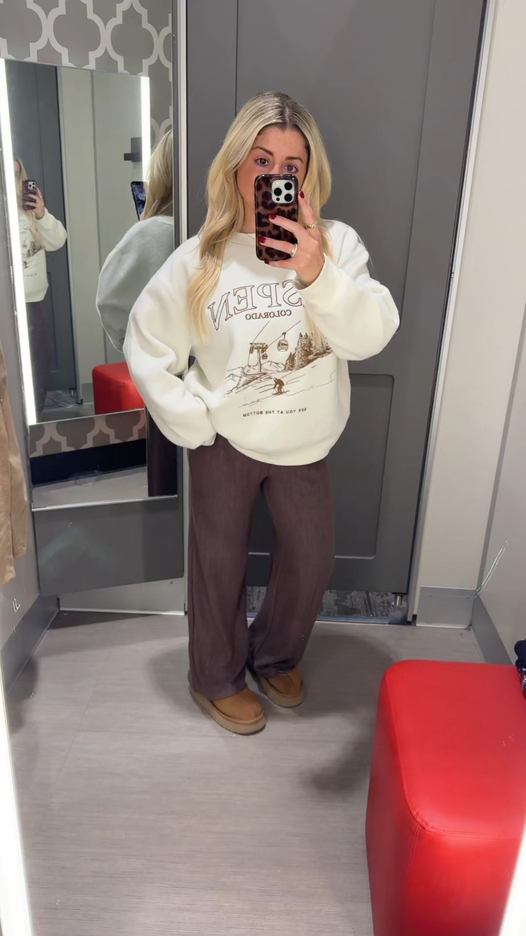 Comfy target outfit
Aspen sweater large
Wide leg pats m
Uggs tts#LTKootd #LTKHoliday

#LTKFindsUnder100