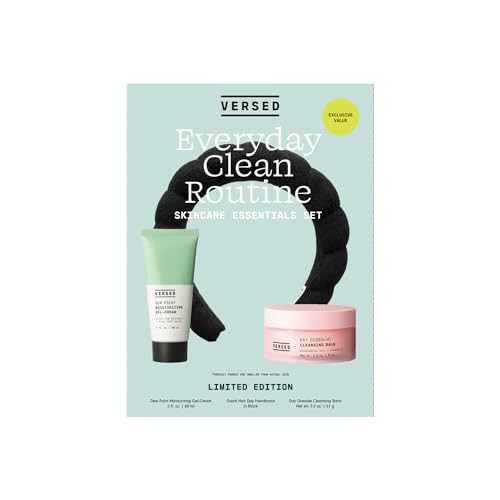 Versed Everyday Clean Routine Travel Essentials 3-Piece Skincare Set - Dew Point Gel Cream (2 fl oz), Good Hair Day Black Headband & Day Dissolve Cleansing Balm (2.3 oz) - Non-Toxic + Vegan | Amazon (US)