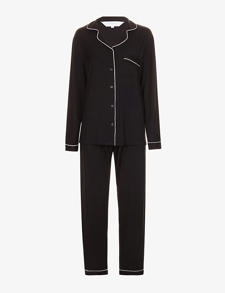 THE NAP CO Rayon piped stretch-jersey pyjama set | Selfridges