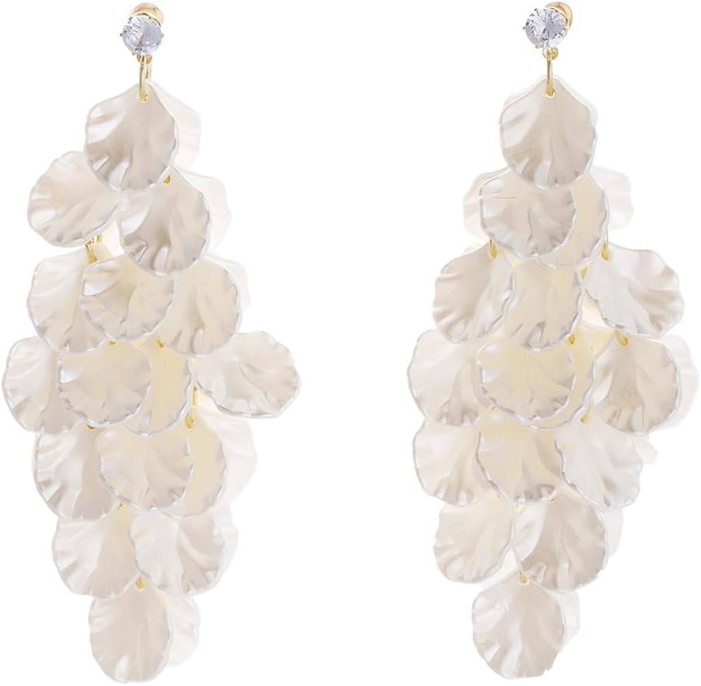 Tassel Shell Earrings for Women White Shell Statement Sea Summer Beach Lightweight Dangling Drop ... | Amazon (US)