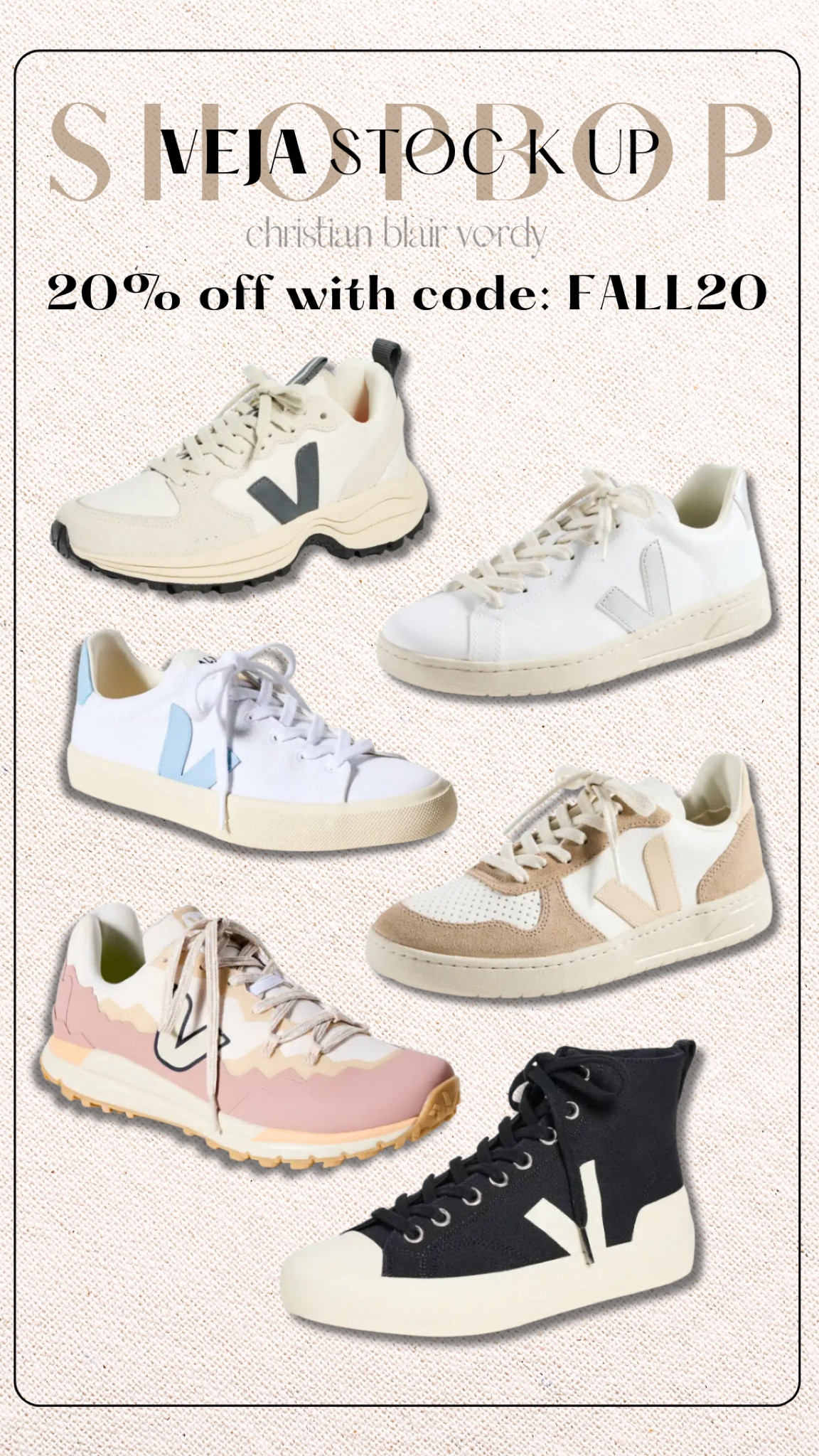 Shopbop; 20% off; Vera

#christianblairvordy 

#shopbop #sale #veja #ltk #ltkfind #sneakers 

#LTKsalealert #LTKshoecrush #LTKSale