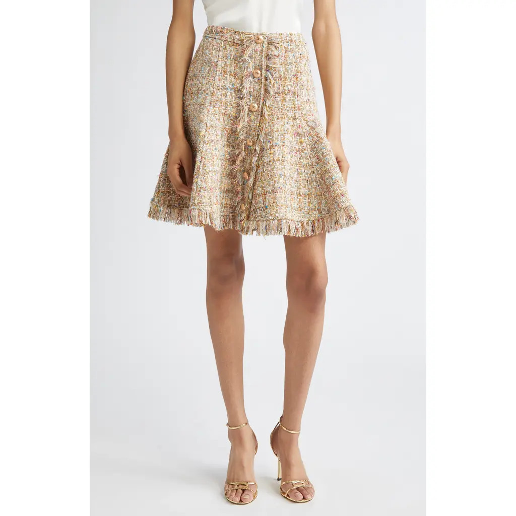 Cinq à Sept Adeline Metallic Bouclé Skirt in Ochre Multi at Nordstrom, Size 4 | Nordstrom