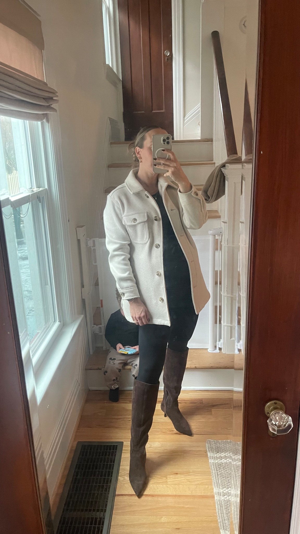 Another pregnancy outfit inspiration post for when leggings have become the only option maternity boots inspo 

#LTKBump