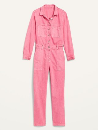 Long-Sleeve Cropped Jean Utility Jumpsuit for Women | Old Navy (US)