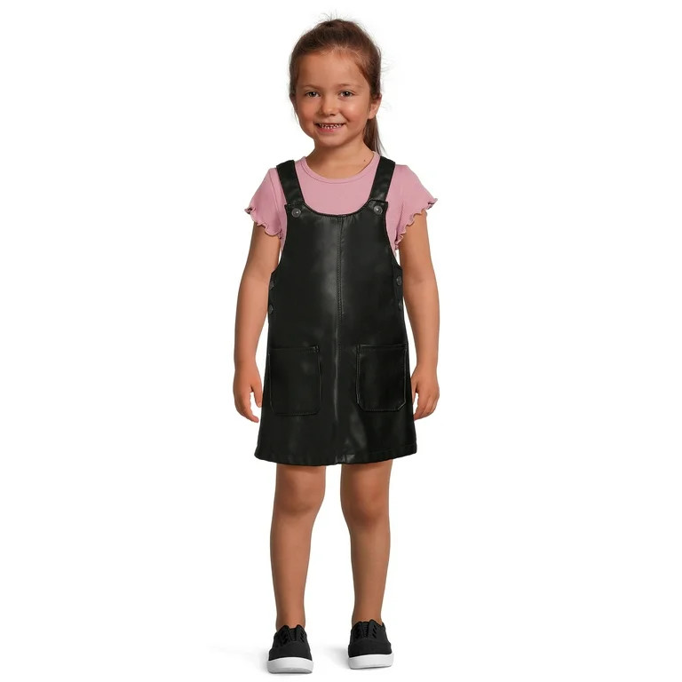 Wonder Nation Baby and Toddler Girls Faux Leather Jumper Dress, Sizes 12M - 5T - Walmart.com | Walmart (US)