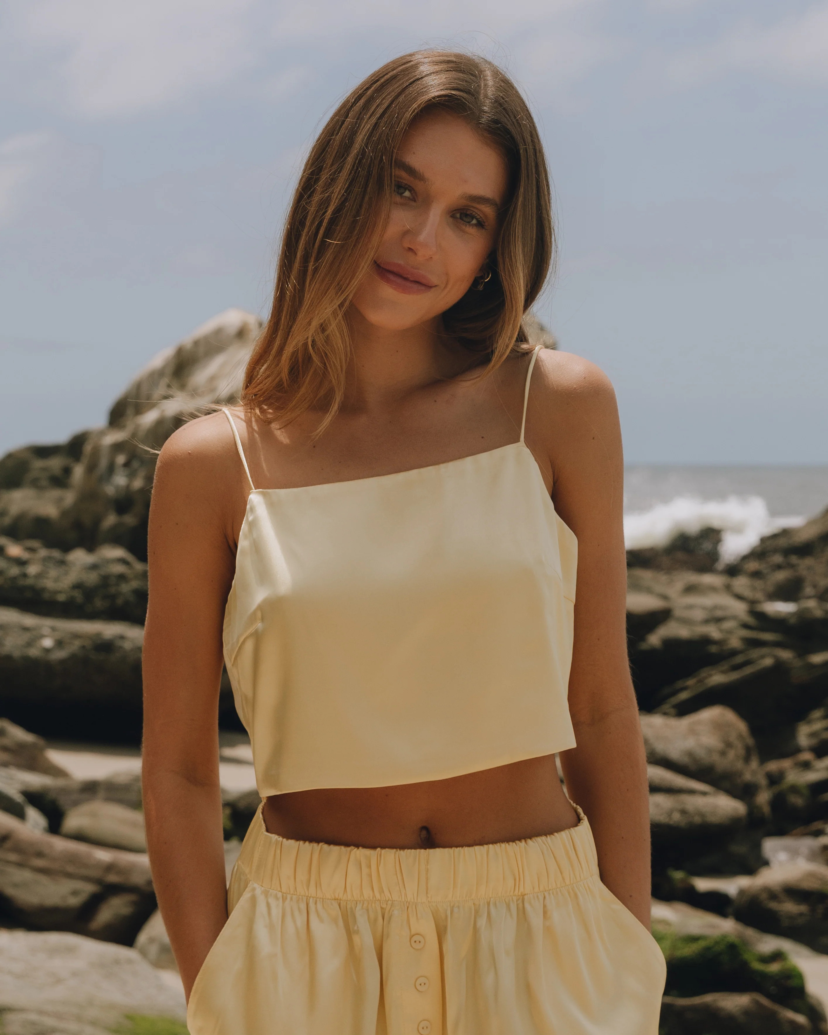 Silky Tie Tank - Butter | Daily Drills