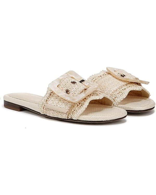 Raffia Sandals for Women Buckle Straw flats Woven Braided Rattan Slides Summer Beach Sandals Comf... | Amazon (US)