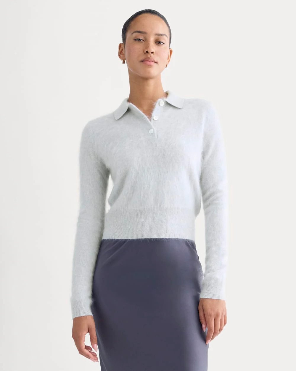 Lush Cashmere Cropped Polo Sweater | Sanderling Gray | Everlane