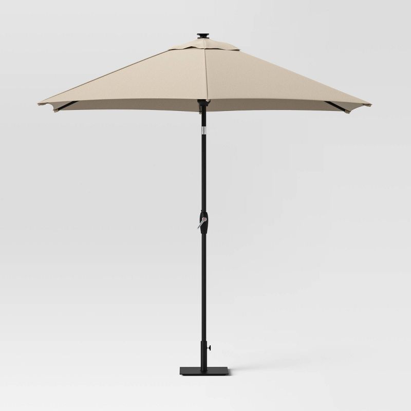 9' Round Solar Patio Umbrella DuraSeason Fabric™ - Black Pole - Threshold™ | Target