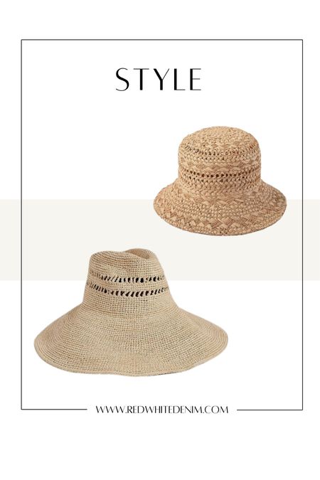 My favorite sun hats!

Janessa Leone Harlow (packable hat with wire rim)
Lack of Color Inca Hat