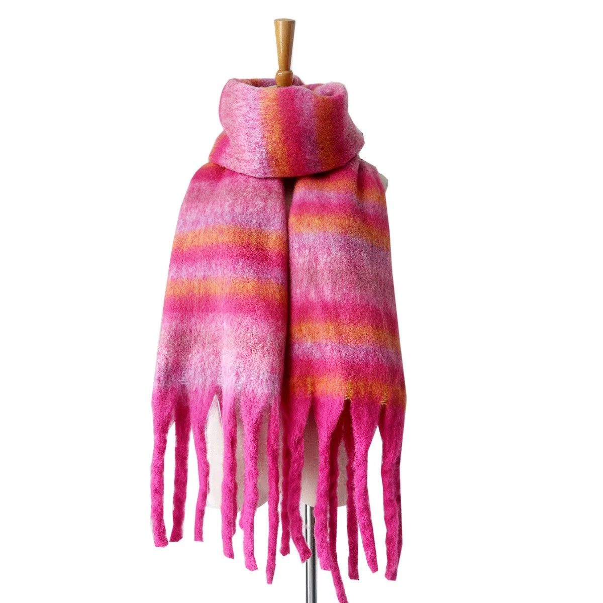Winter Warm Scarf for Women Long Shawl Large Scarves Fringed Striped Scarf Cold Weather Thick Bla... | Walmart (US)