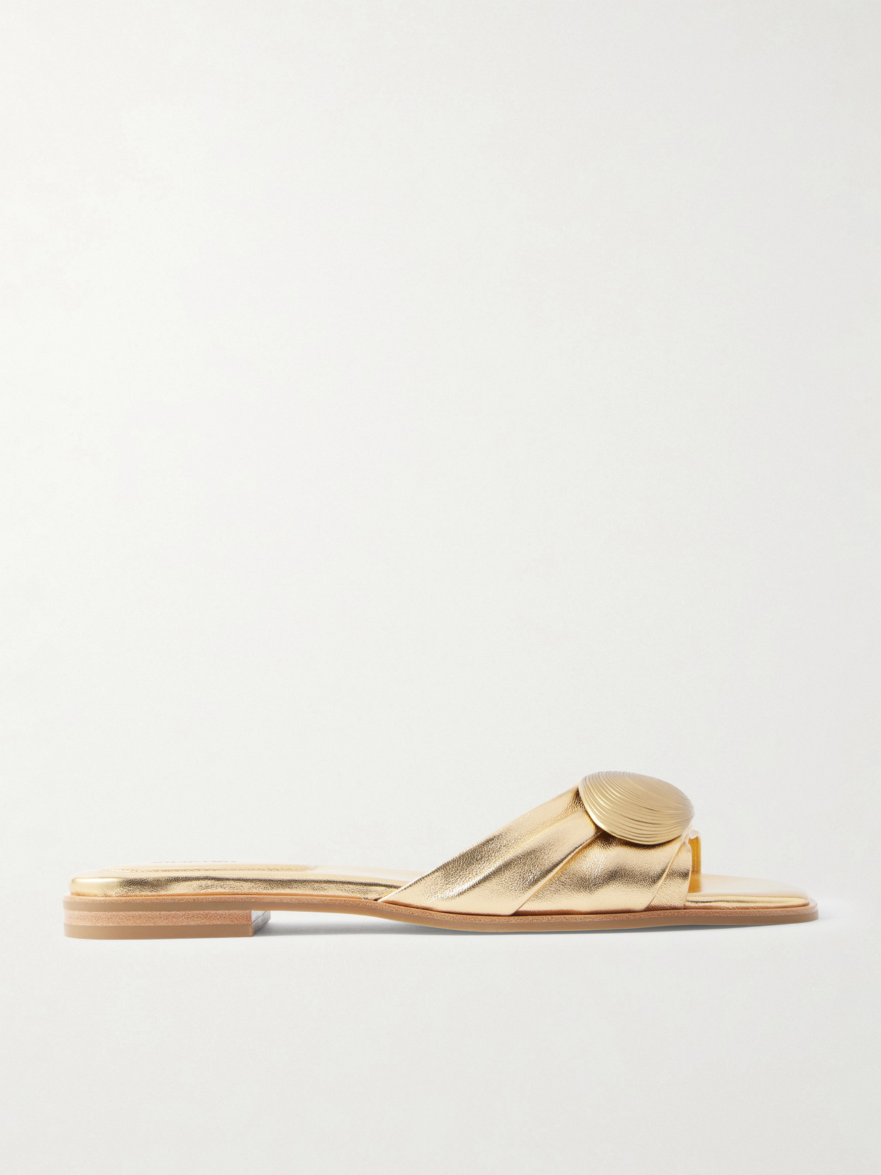 SIMKHAI - Gigi Embellished Metallic Leather Slides - Gold | NET-A-PORTER (US)