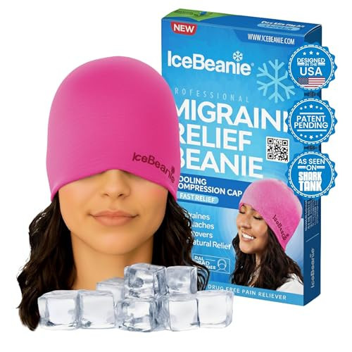 IceBeanie Migraine Relief Cap, As Seen on Shark Tank, Soft & Stretchy Gel Tension Headache Relief Cap, Extended Cooling Hangover Ice Hat, Odorless Head Wrap Ice Pack Wrap, Headache Migraine Mask | Amazon (US)