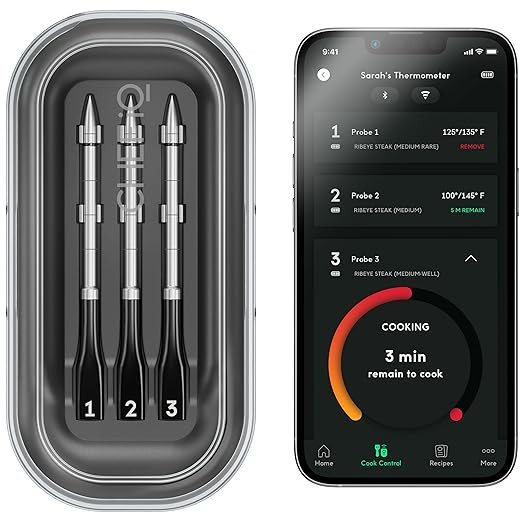 CHEF iQ Sense Smart Wireless Meat Thermometer with 3 Ultra-Thin Probes, Unlimited Range Bluetooth... | Amazon (US)